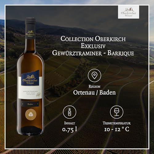 Oberkircher Winzer Gewürztraminer Barrique Spätlese trocken - COLLECTION OBERKIRCH Exklusiv - aromatischer Wein mit ausgeprägten Düften - Badischer Wein, Anbaugebiet Ortenau (3 x 0,75l)