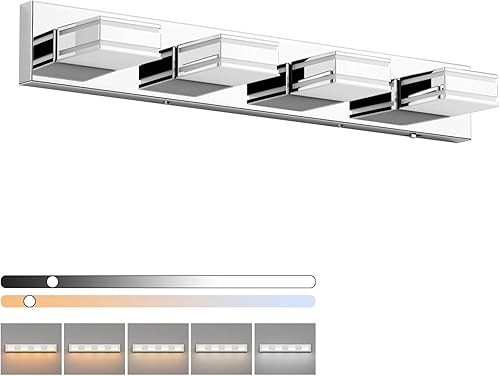 Miniatura 20 de Ralbay Lámpara de tocador LED moderna de 48 pulgadas para baño, 6 luces, moderna lámpara de pared de baño de acrílico LED en mate negro para tocador