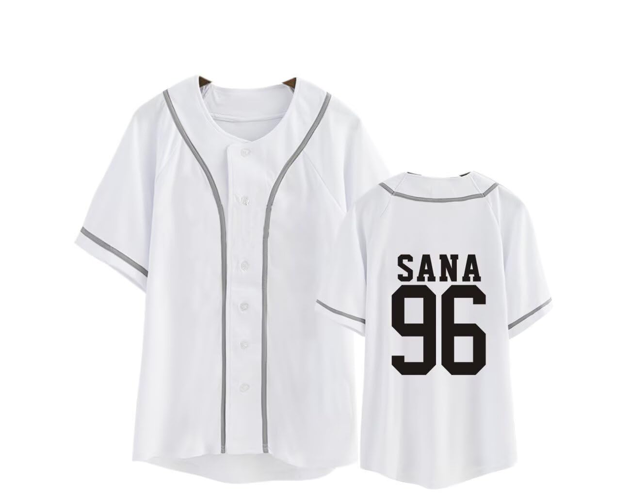 FUJUTANG Baseball Jersey Tzuyu Mina Momo Sana Dahyun Chaeyoung V Neck Hip-Hop T-Shirt