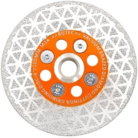 BGTEC Diamond Tile Cutting Wheel 100mm - Double Sided Diamond Grinding Cutting Disc for Porcelain Tiles,Granite,Marble,Concrete with M14 Thread