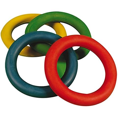 School Clubs Sport Throwing Practice Ring Rubber Quoits Pk of 12 - 3 Each Colour Cover
