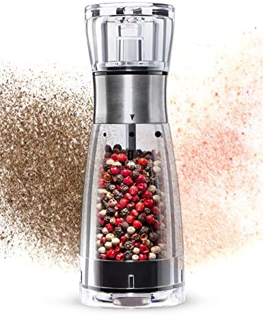 Pepper Grinder or Salt Mill Set Grind Smoothly-Adjustable Coarseness Refillable Pepper Mill Grinder Easy To Clean TREBLEWIND