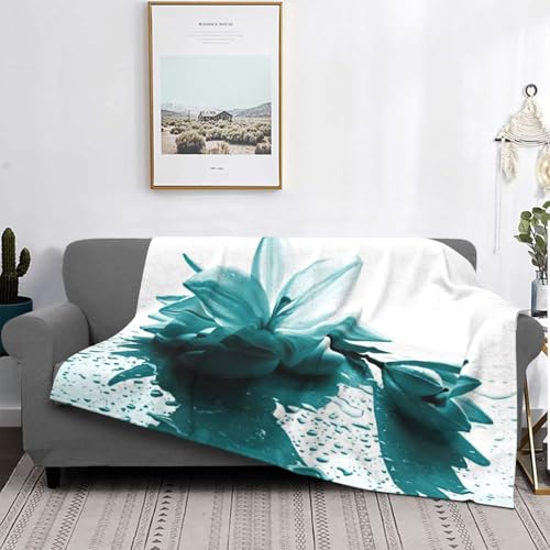 Couverture légère pour lit et canapé jeté de lit imprimé lys bleu sarcelle