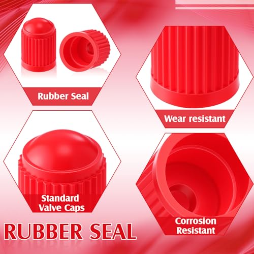 Image of Outus 20 Pack Tyre Valve Dust Caps for Car, Motorbike, Trucks, Bike, Bicycle (Red)