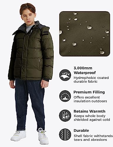 Image of Wantdo Boys Puffy Winter Coats Fleece-Lined Snow Jackets Removable Hood | Removable Hood, Windproof, Machine Washable