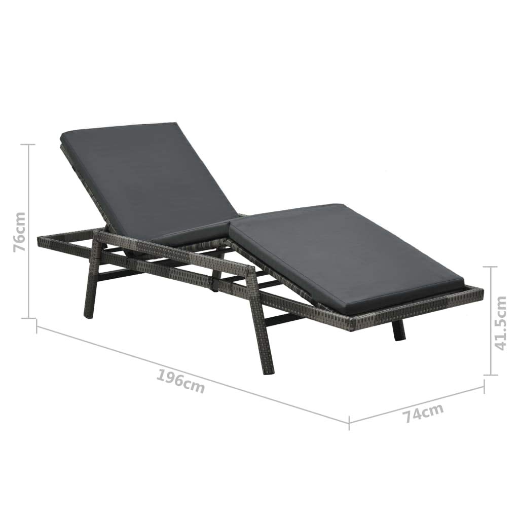 Tomostar Bain de Soleil, Chaise Longue Jardin Extérieur Transat pour Piscine avec Coussin Résine tressée Gris