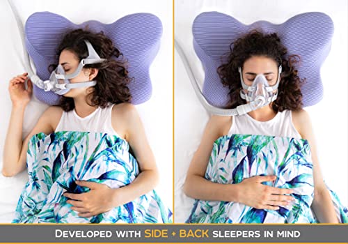 Cpap Pillows For Side Sleepers - Contoured Memory Foam Cpap Pillow With Washable Cover Reduces Mask Pressure, Air Leaks - Cpap Pillows For Sleeping Restfully, Cpap Compliance - Blue #TOP1