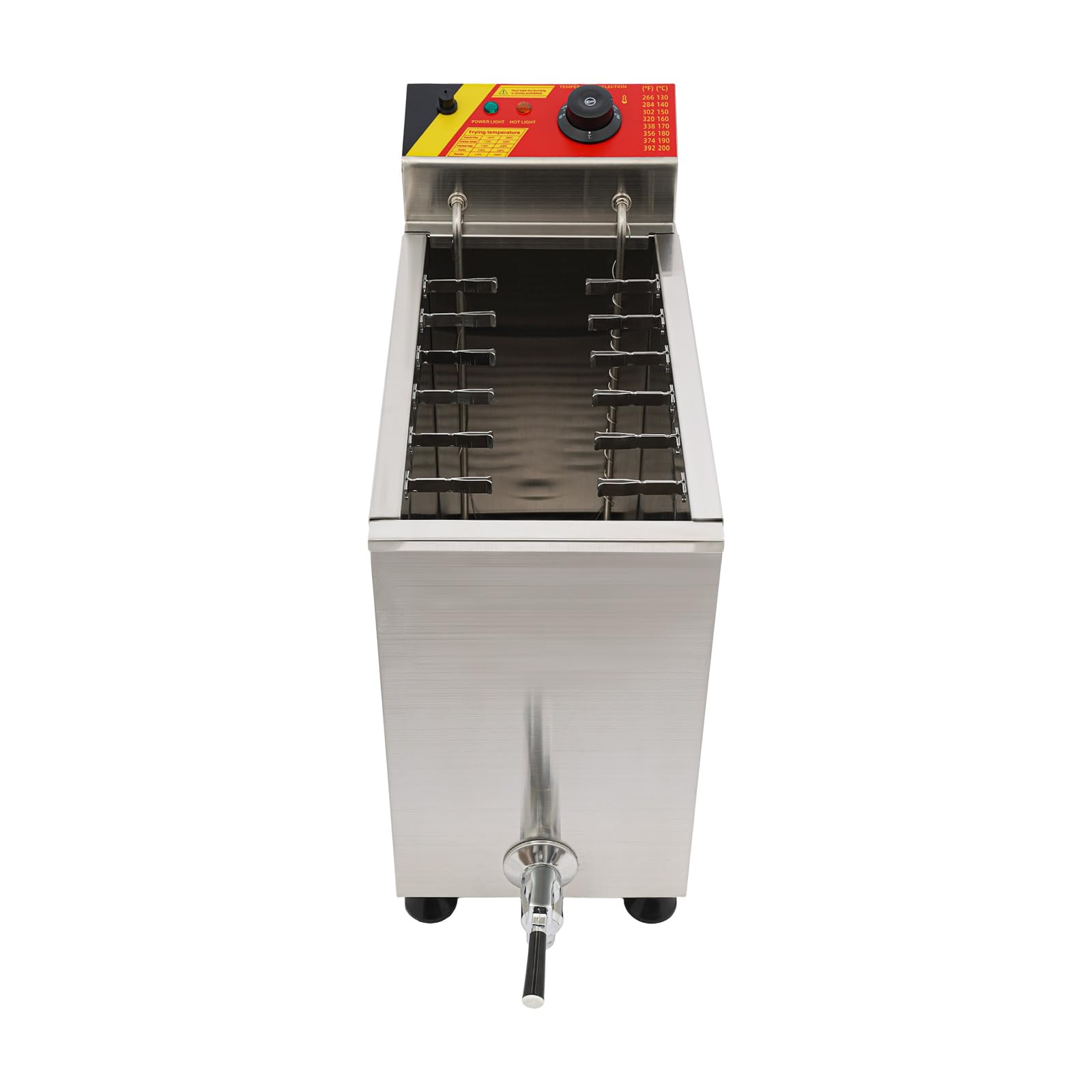 Professionelle Edelstahl-Fritteuse 3000W, mit Ablasshahn, 12-Haken-Racks, Deckel & Überhitzungsschutz, regelbare Temperatur 30-200°C, 25L Große Fritteuse für Gastronomie & Haushaltsgebrauch