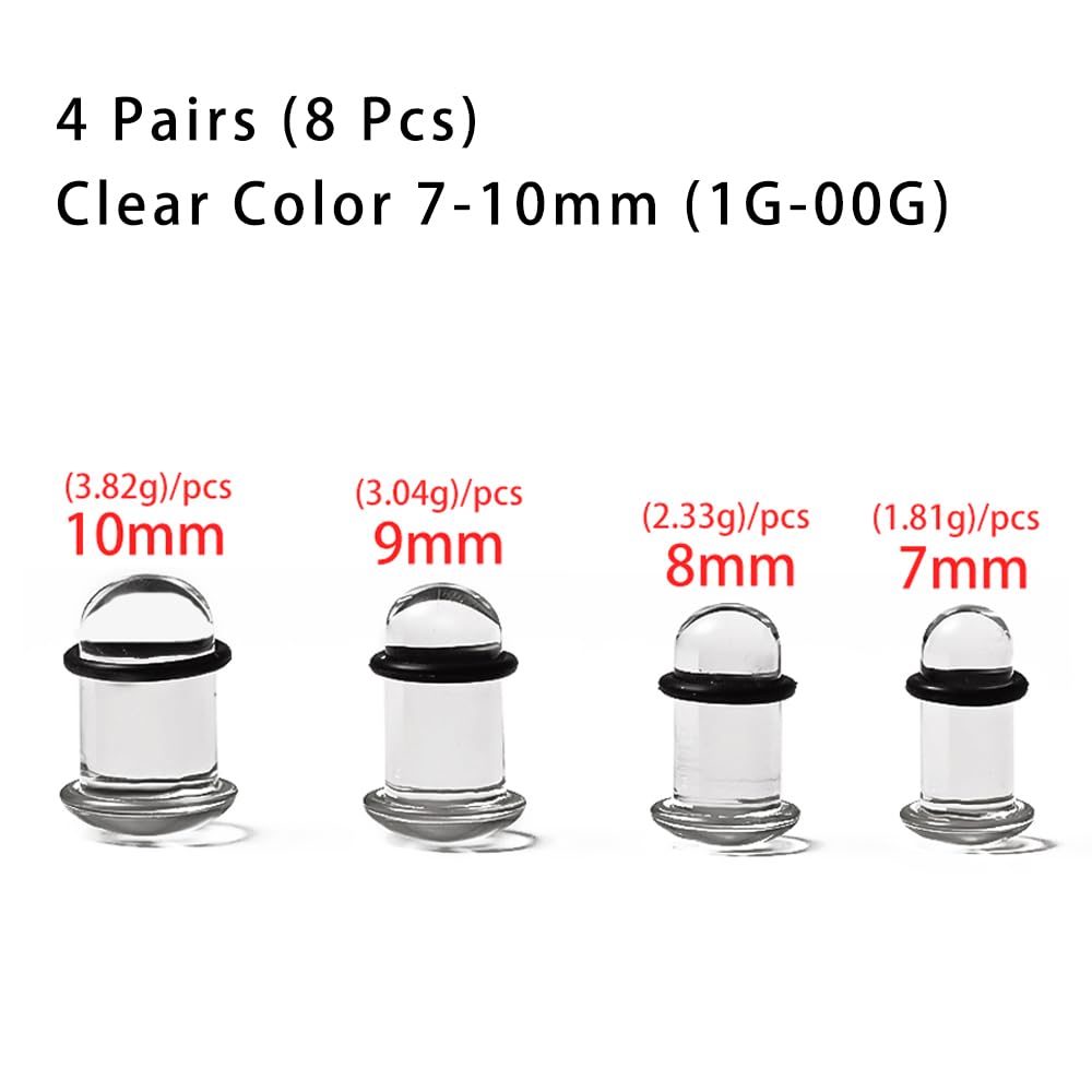 Vankula Kit dilataciones orejas piercing expansore 12 Piezas/ 8 Piezas 1.6-10mm dilatador Tapones de Vidrio Oreja piercing Estiramiento de joyería para Mujer Hombre