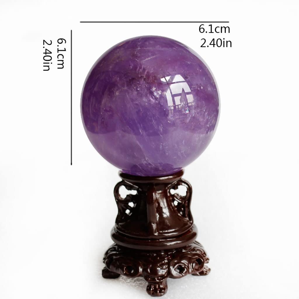 Dekoracje ze szklanych kulek, Amethyst Crystal Ball With Base Divination Meditation Feng Shui Purple 6.1 cm