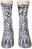 Tiaronics 3D Socks Unisex Adult Animal Paw Crew Socks - Sublimated Print (Dinosaur)