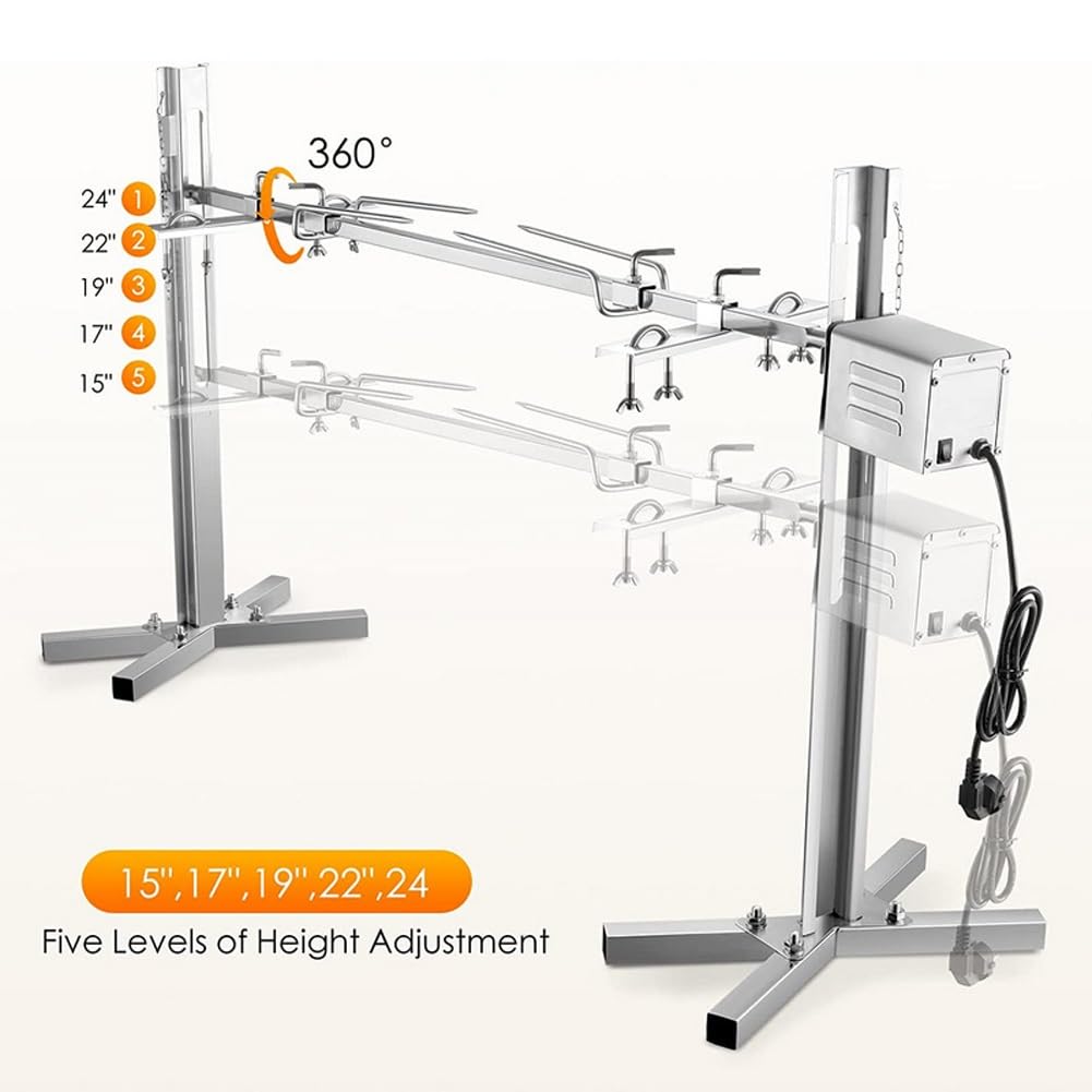 Parrilla eléctrica para barbacoa, altura ajustable, soporta hasta 70 kg, perfecta para picnics y fogatas al aire libre