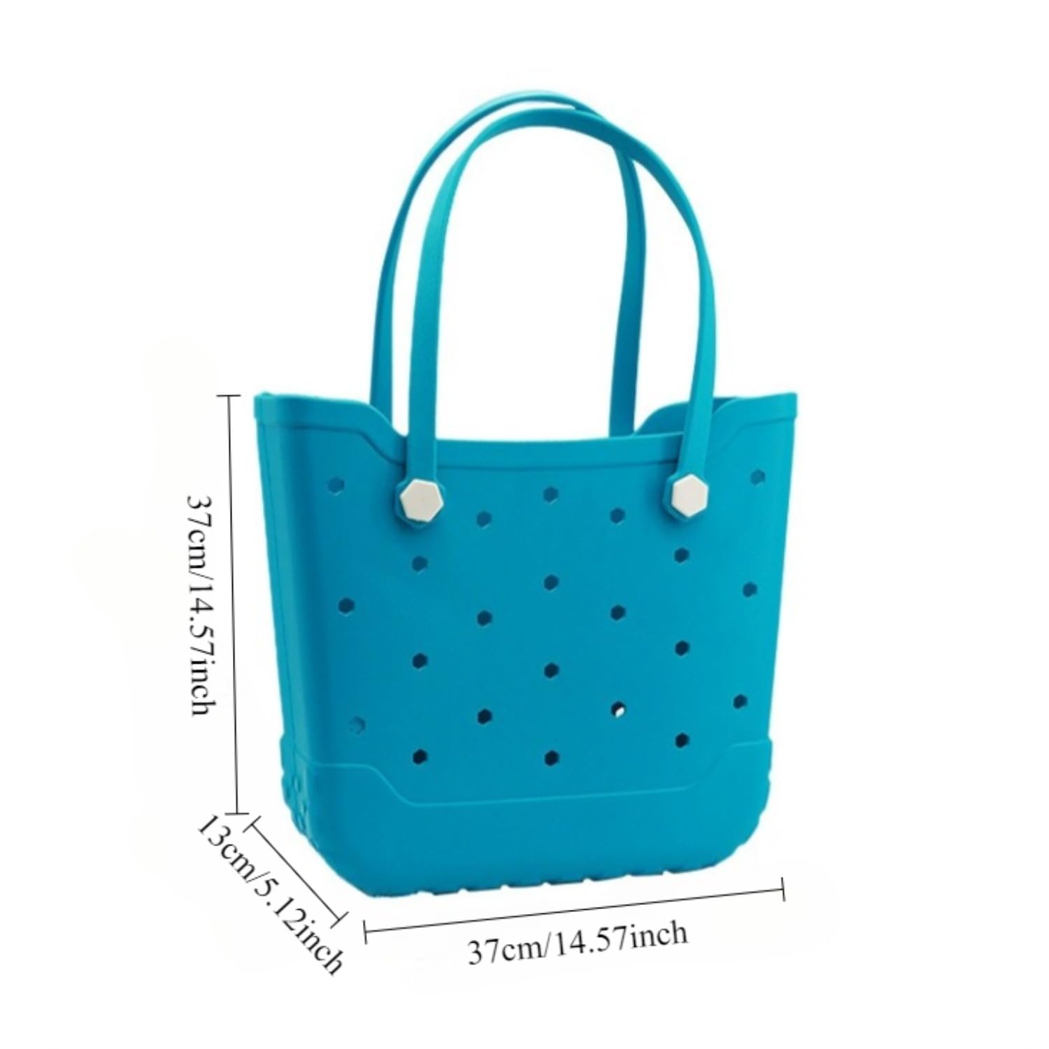 Sac fourre-tout de plage en EVA, grand sac étanche perforé, double poignée, fond antidérapant, 37 cm x 37 cm, bleu, parfait pour la plage et la piscine