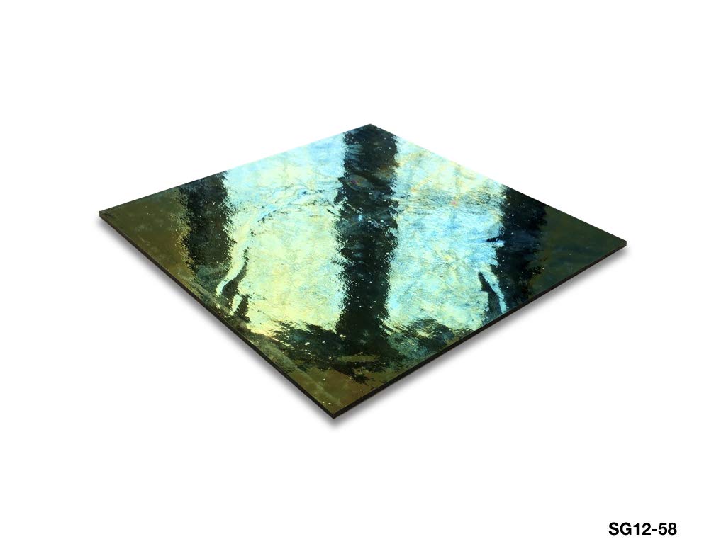 Sai Mosaic Art Stained Glass Sheet 8"x8" for Mosaic Work Iridescent Black