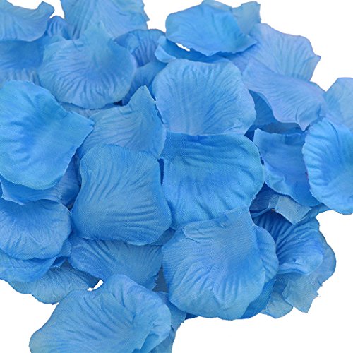 Monkeybrother 1000pcs Silk Rose Flower Petals for Wedding Table Confetti Bridal Party Flower Girl Decoration(Light Blue Silk)