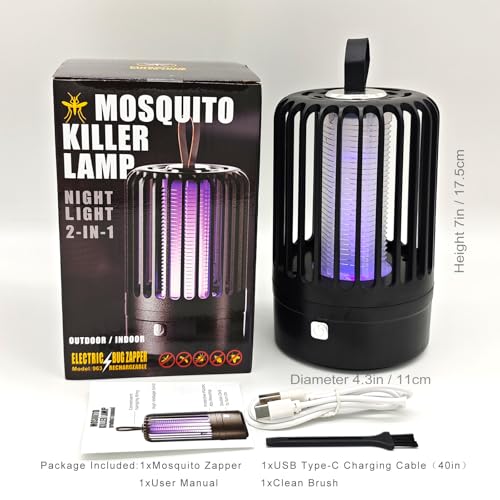 Insektenvernichter, Mückenlampe 2-in-1, elektrischer Fliegenvernichter, leistungsstarker 2800-V Insektenschutz, Fliegen und Mückenfänger für Innen,Außen,Garten,Camping