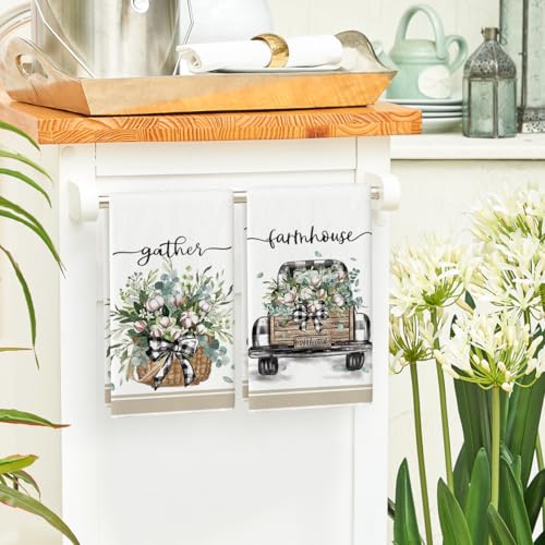 Artoid-Mode-Flower-Basket-Truck-Spring-Kitchen-Towels-Dish-Towels-18×26-Inch-Farmhouse-Summer-Floral-Decoration-Hand-Towels-Set-of-2 Artoid Mode Flower Basket Truck Spring Kitchen Towels Dish Towels 18×26 Inch Farmhouse Summer Floral Decoration Hand Towels Set of 2