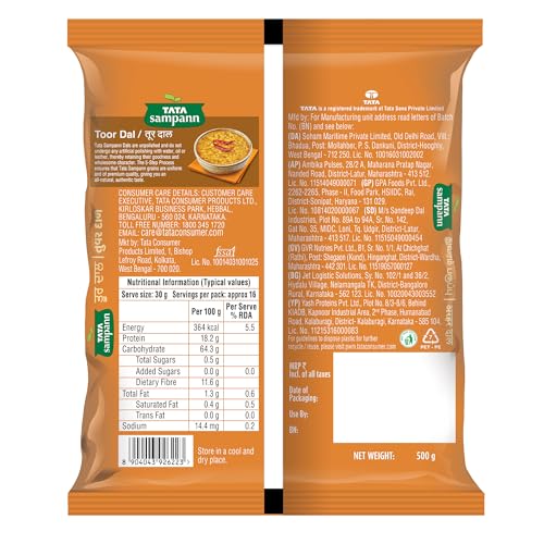 Image of Tata Sampann Toor Dal, 500g (Pack of 3)