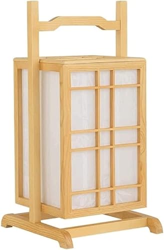 JITEM Lámpara de Mesa Lámpara de mesa de madera japonesa con pantalla de tela portátil Zen mesita de noche lámpara sala de estar dormitorio