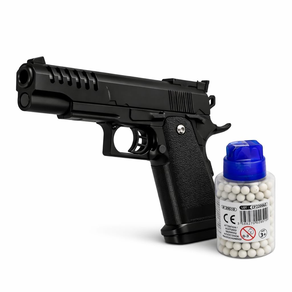 Pistola a sfera da 22 cm per bambini con biberon 400 sfere – Gioco di tiro