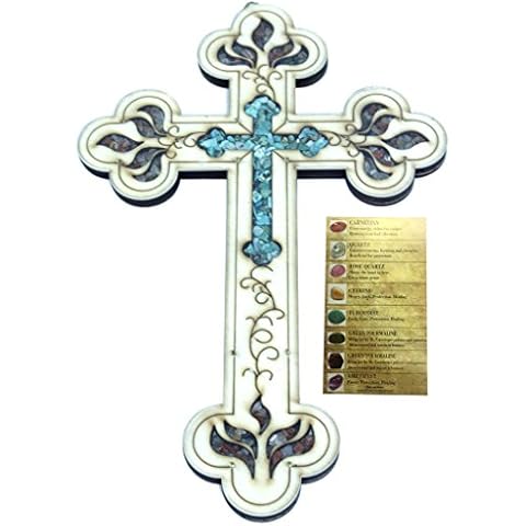 Holy Land Market Vintage Cross with Semi-Precious Stones - 8 Inches Cover