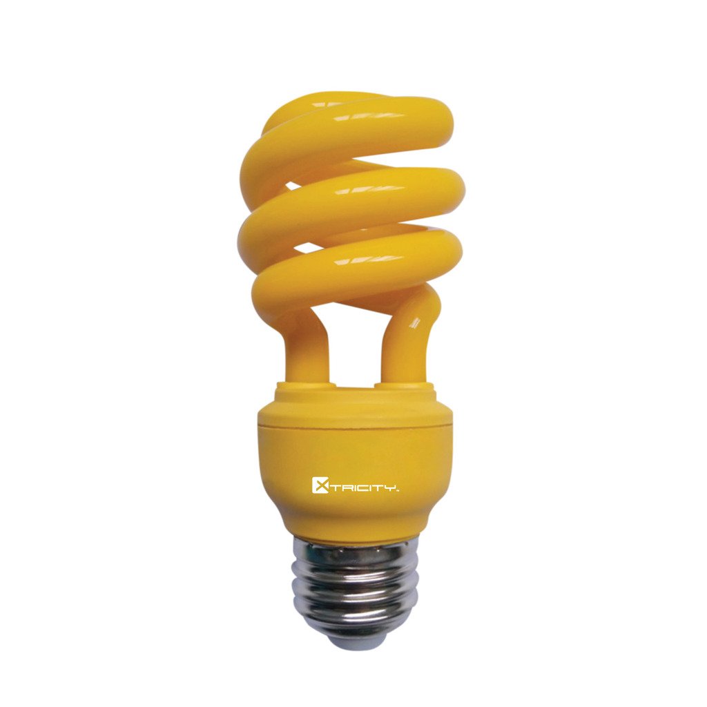 Xtricity 13-Watt CFL Light Bulbs Yellow T2 CFL Color Spiral Bug Light (60 Watt Incandescent Equivalent) E26 Medium Base - Energy Saver Yellow Light Bulb (Pack of 1)