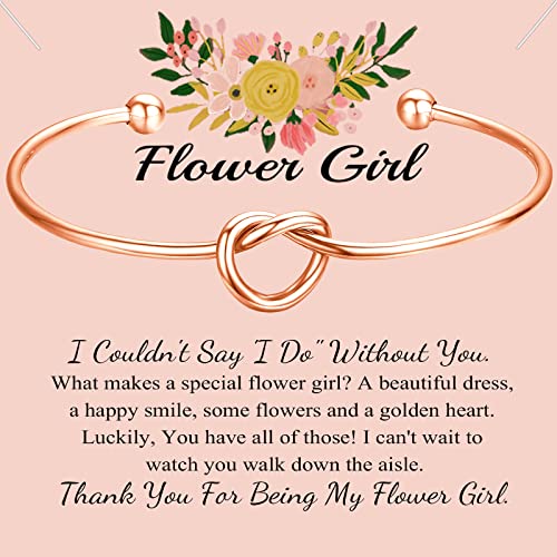 Image of WSNANG Flower Gift Tie The Love Knot Bridesmaid Bracelet Wedding Party Gift for Flower With Message Card (Flower C-Knot RG)