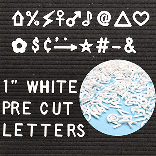 1 Inch Letters 378 Pcs White Pre-Cut Letters For Changeable Felt Letter Board Letters White 1’’ Pre-Cut Plastic White Letters Extra #TOP1