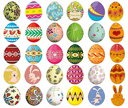 2022 Holzanhänger Ostern,Osterei hängende Holzanhänger,DIY Holzscheiben zum Basteln Osterhase Osterdeko Eier Geschenkanhänger Kinder Bastelset Tischdeko Frühling Deko Hänger(Stil gemischt 50er-Pack) Cover