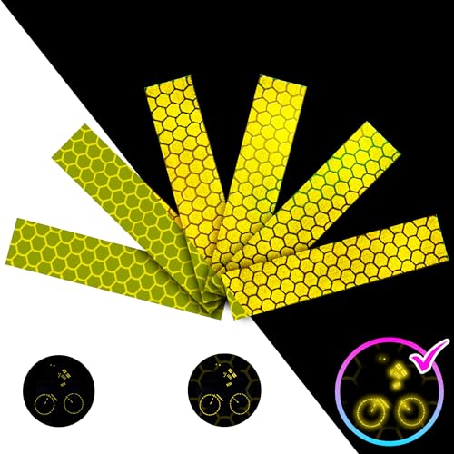 Image of LOOM Reflective Stickers for Helmet | 6pcs Brilliant Flur YLW-grn| Similar to 3M Reflective Tape | Bike Reflectors for Night Riding, Mailbox reflectors | Waterproof hi vis Decals for Car, Trailer