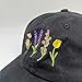 Cute Flower Hat, Garden Embroidered Adjustable Floral Baseball Cap for Men Women, Gifts for Flower Lovers, Black