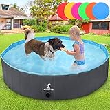 Wimypet Piscina Mascotas, Piscina Perros, Bañera Plegable para Niños/Perros/Gatos, Plegable Piscina de Baño al Aire Libre - Gris (160 x 30CM)