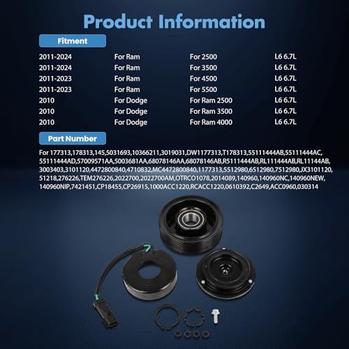 Image of ECCPP AC Clutch 2011-2024 for Dodge for Ram 2500 3500 4500 5500 6.7L