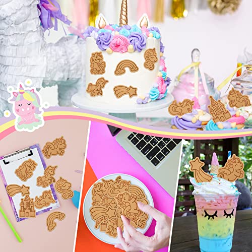 8 Pcs Unicorn Cookie Cutters With Plunger Stamps Set Unicorn Shape Embossing Cookie Stamp Pink Animal Unicorn Cracker Mold 3D Cookie Stamped Embossed Kitchen Bakeware Tool For Party Supply #TOP4