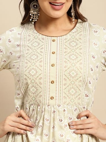 Image of rangita Rayon Calf Length Printed Flared Kurti for Women | Kurta for Women