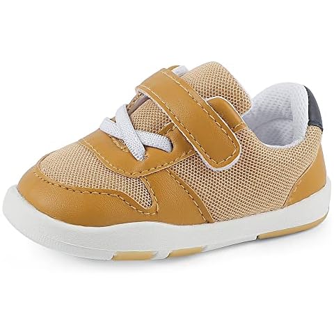 CHEERFUL MARIO Baby Slip on Trainers Infant Toddlers Breathable Sneakers Boys Girls First Walking Shoes Little Kids Casual Shimmy Shoes Brown 5.5 UK Child Cover