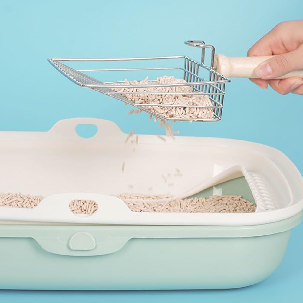 Cat Litter Scoop, Metal Mesh Kitty Litter Scoop, Deep Shovel, Long Handle Scooper for Litters Box(Color:Silver) - image 6