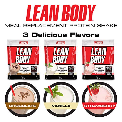 Lean Body Mrp All-In-One Strawberry Meal Replacement Shake, 40G Protein, Whey Blend, 8G Healthy Fats Efa's & Fiber, 22 Vitamins And Minerals , No Artificial Color, Gluten Free, (20 Packets) #TOP4
