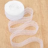 27M Spitzenband Weiß Vintage Weiss Spitze 4,5cm Spitzenborte Weiß Breit Dekostoff Spitzenstoff Vintage Spitzenband Häkelspitze Baumwolle Dekoband Zierband Spitzenborte für Hochzeit Deko DIY Nähen