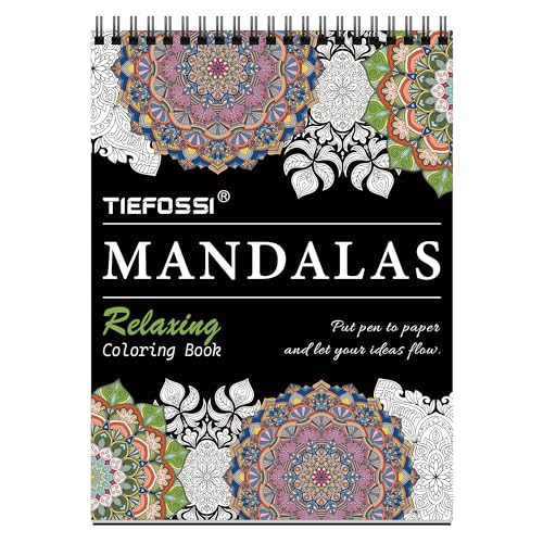 Papel | Tiefossi Libro Para Colorear Relajante, Patrón De Estilo Mandala Para Aliviar La Ansiedad, 160 G M , 60 Patrones Y Diseños Originales De Mandala Desgarrables, Regalo Para Mujeres Y Hombres