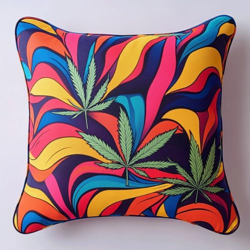 Taxpy Kit Completo de Funda de Cojín con Gancho de Cierre, Hojas de colores Kit de Funda de Almohada, Cojines de Ganchillo para Adultos y Principiantes, Decoración Del Hogar, 43x43cm