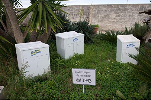 Escelsior Mobile lavatoio IN ALLUMINIO, per lavanderia e da esterno, PREMIUM, diverse misure, + sifone e tavoletta lavapanni in omaggio, bianco, VASCA TOP LINE, moderno (L60 x P60x H83