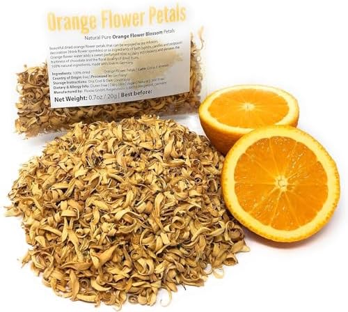 Pure Orange Flower Petals - Beautiful Dried Orange Flower Blossoms that can be enjoyed as tea infusion, infused water or as ingredients of bath bombs, candles and potpourri, decoration, sprinkles