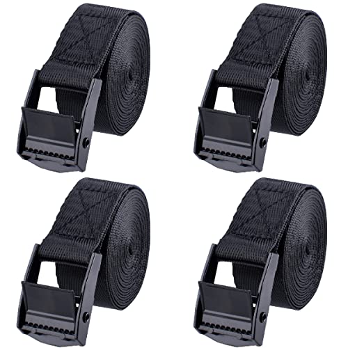 YAPJEB Tie Down Strap Lashing Strap with Buckle Heavy Dutyy Secure Nylon Straps with Cam Buckles for Cargo, Trucks, Boat, SUP, Kayak, Motorcycle, Trailer(01# Cam Buckle - Black - 9.8ft)