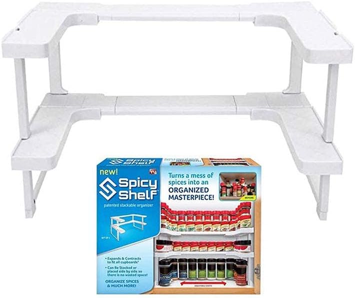 Adjustable Spice Shelf Qulity Organizer Kitchen Spice Rack, Makeup Cosmetics Counter Organizing Stand,Bathroom Organizer with Sturdy Construction