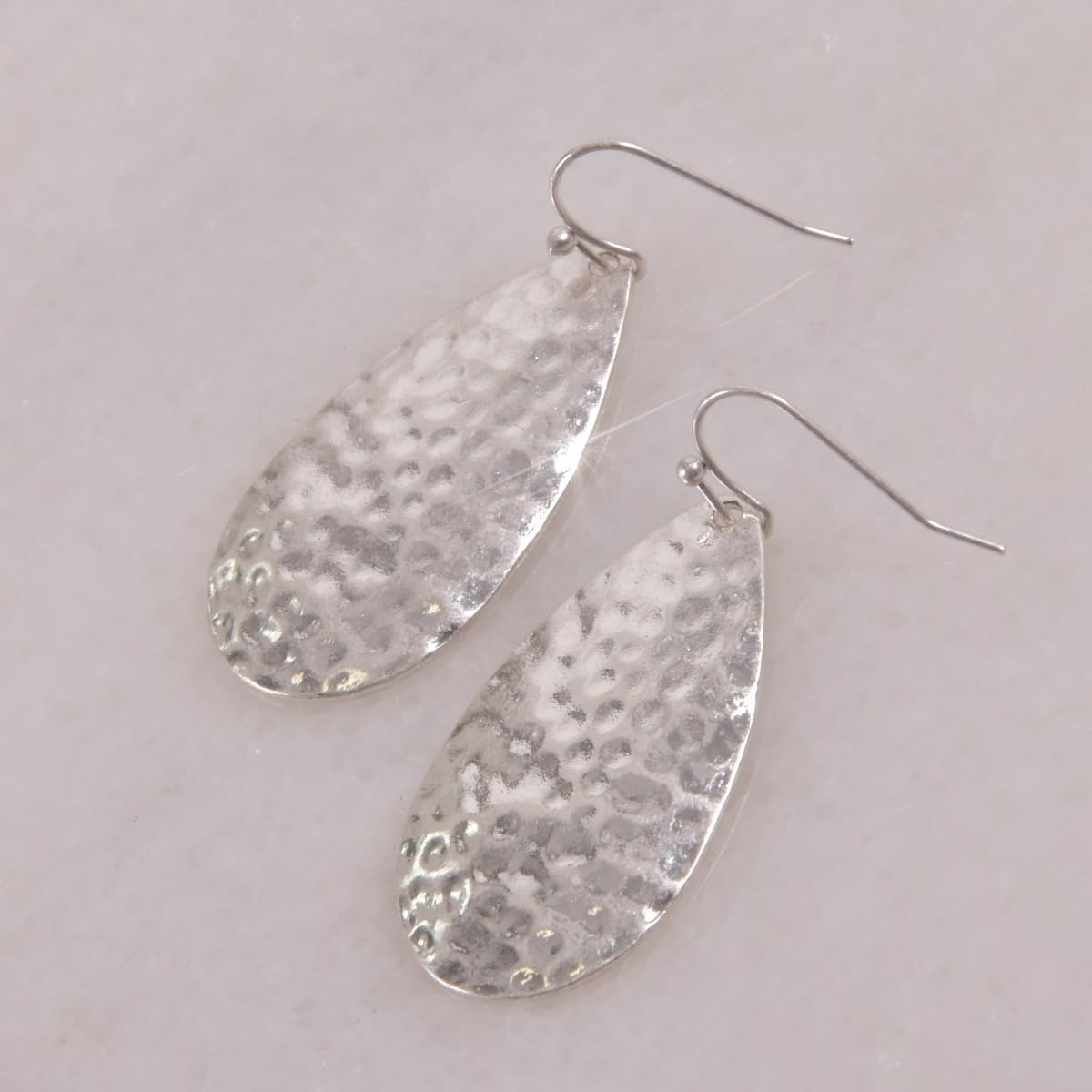 Hammered Teardrop Earrings for Women - Boho Dangling Statement Dangle Earrings, Elegant Textured Tear Drop Dangles in Gold Tone or Silver Tone - Image 7