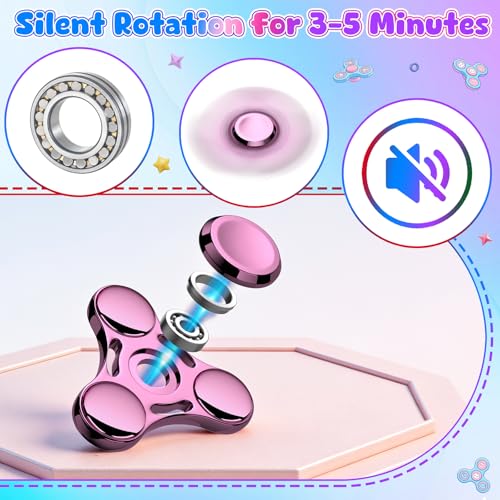 Image of ATESSON Fidget Spinner Toy Durable Stainless Steel Bearing High Speed Spins Precision Metal Hand Spinner EDC ADHD Focus Anxiety Stress Relief Boredom Killing Time Toys for Adults Kids (Pink)