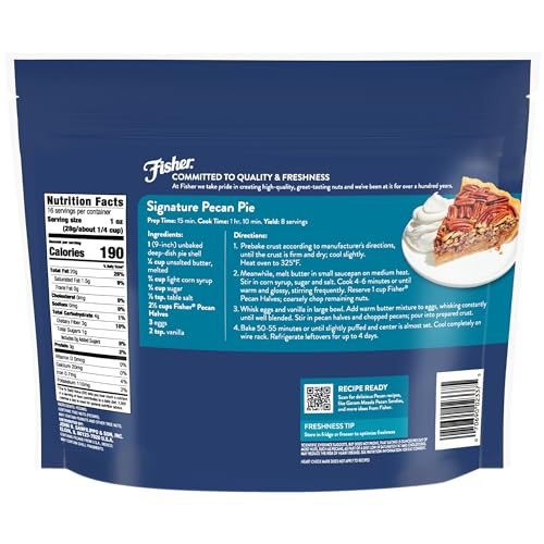 Image of Fisher Unsalted Raw Pecan Halves, 16 oz, Non-GMO Vegan Keto Baking Nuts