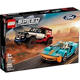 Los vehículos de este juego vienen con un amplio chasis, que permite espacio para una cabina de 2 plazas y aún más detalles auténticos. Y con 2 minifiguras de conductor en trajes y cascos de carreras Ford, hay un montón de drama lleno de adrenalina en el horizonte