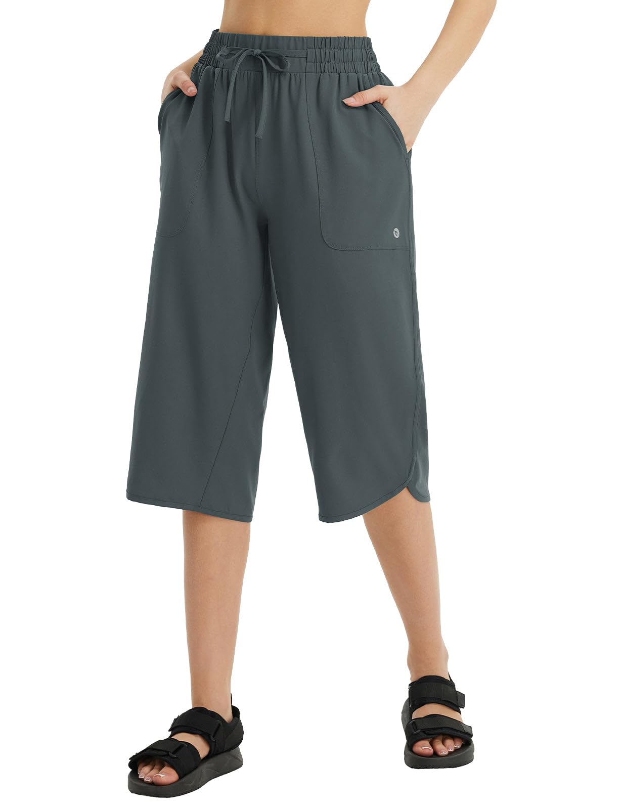 baleaf Women's Capri Pants Wide Leg Plus Size UPF50+ Lightweight Quick Dry Pants Casual Loose Sweatpants Hiking Walking